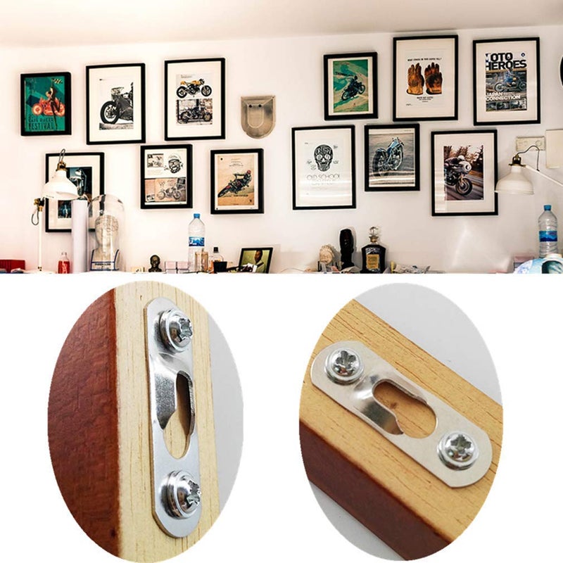 Mayitr 20 Pcs Keyhole Hangers Metal Fasteners for Picture Frames Mirrors Cabinet,Metal Keyhole Hanger Hanging Fasteners Hardware Flush Wall with Keyhole, 42 mm x 14 mm Flush Mount Hardware(No Screws,Silver) - Image 2